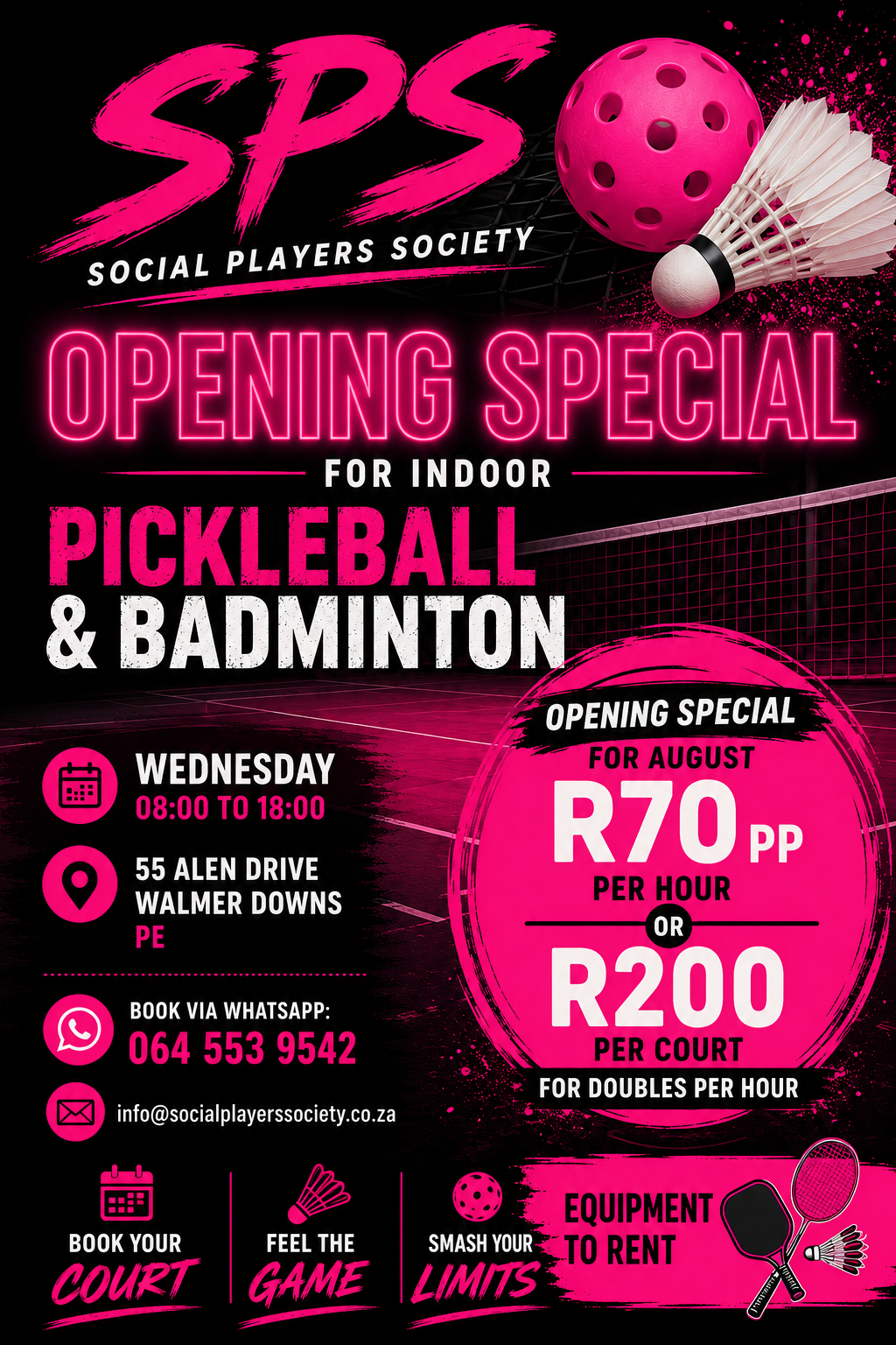 SPS Social Players Society - Opening Special for Indoor Pickleball & Badminton
